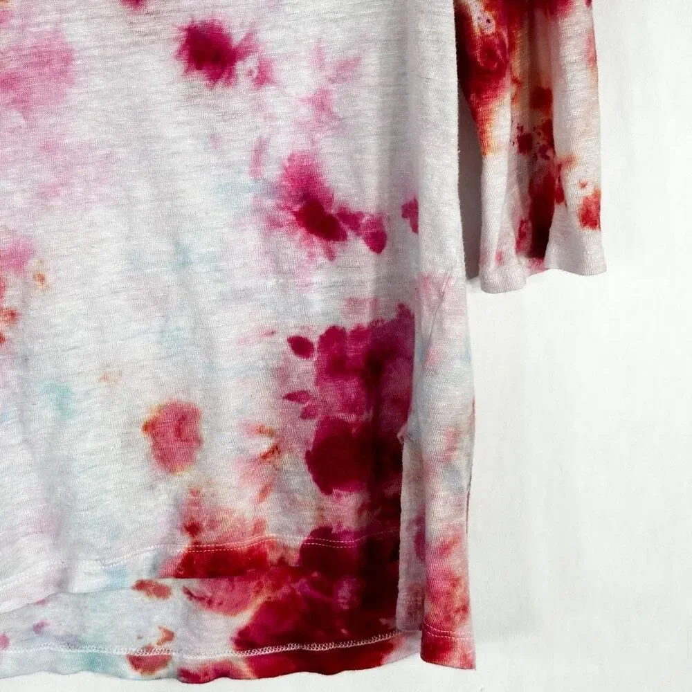Artisan NY Small Top Everlasting Rose Tie Dye Pink White‎ Linen Handmade 1165 - Picture 6 of 12